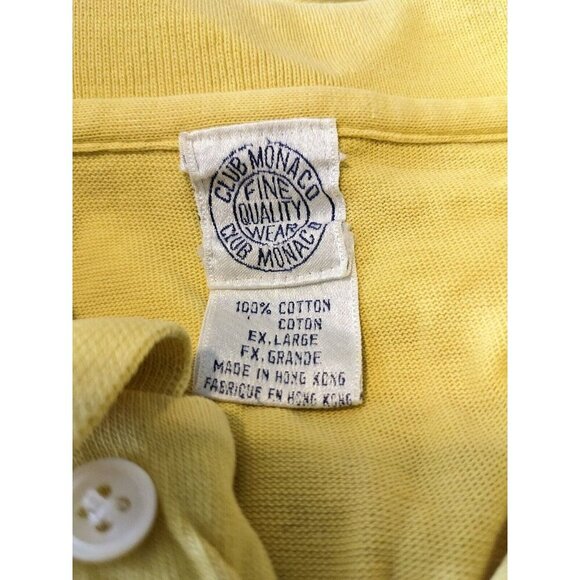 Vintage 1980s Club Monaco Mens Cotton Polo Size XL Solid Golden Yellow Golf - Picture 4 of 4